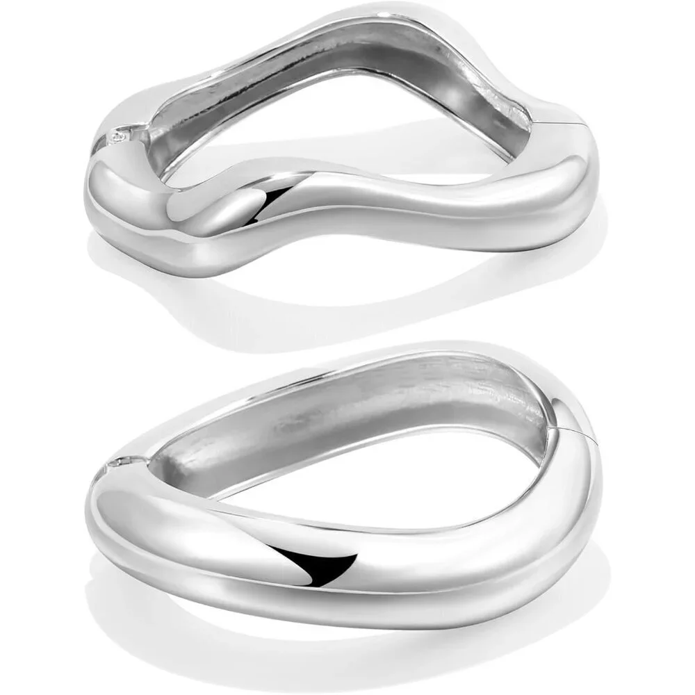 Gold Bangles Zinc Wide Minimalist Stylish Open Charm Jewelry Gift